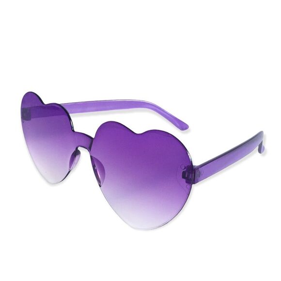 🆕Purple Heart Shaped Rimless Tinted Lens Sunglasses - Picture 1 of 5
